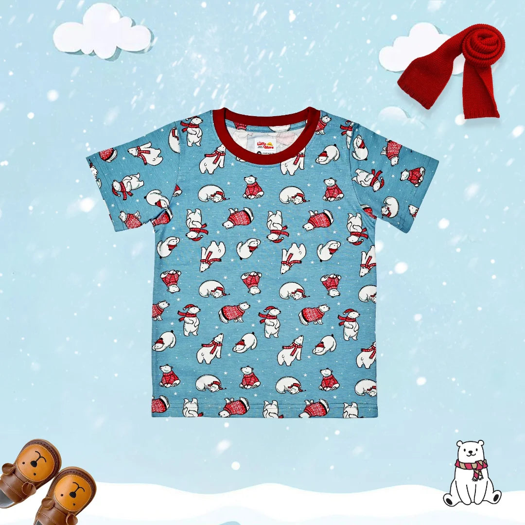CooL Polar Bear Printed Cotton Co-ord Set for Kids & Toddler