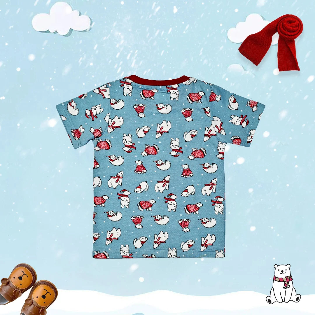 CooL Polar Bear Printed Cotton Co-ord Set for Kids & Toddler