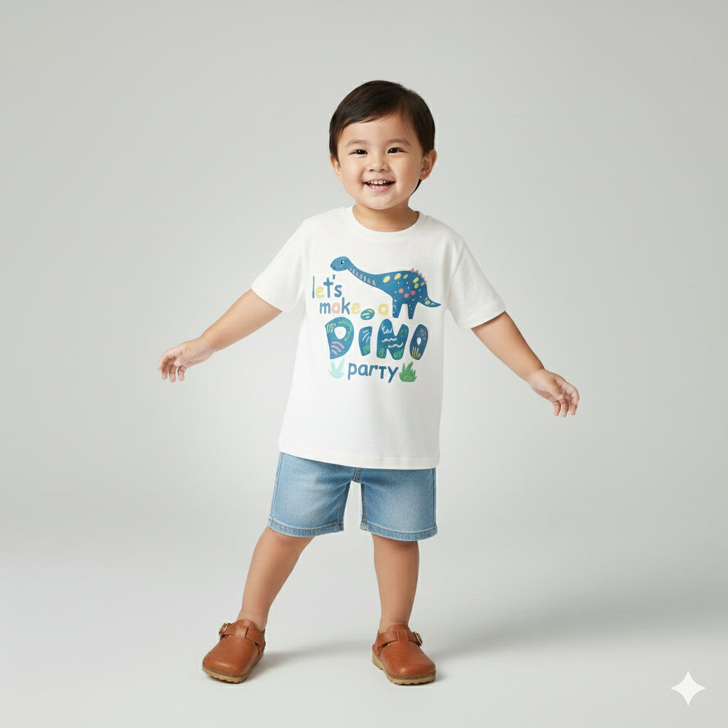 Let's Make A DINO - Kids | Toddler Soft Cotton T-shirt