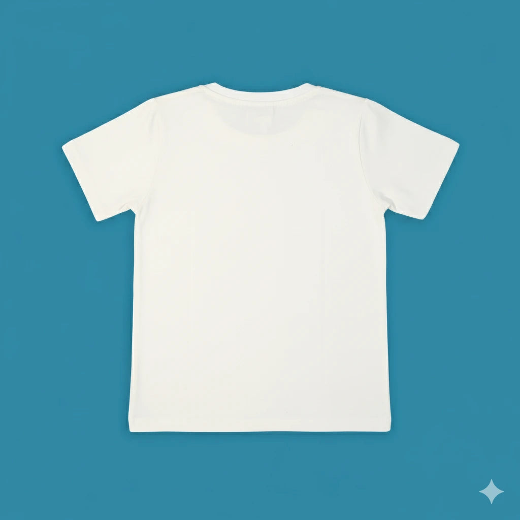 White t-shirt on a blue background