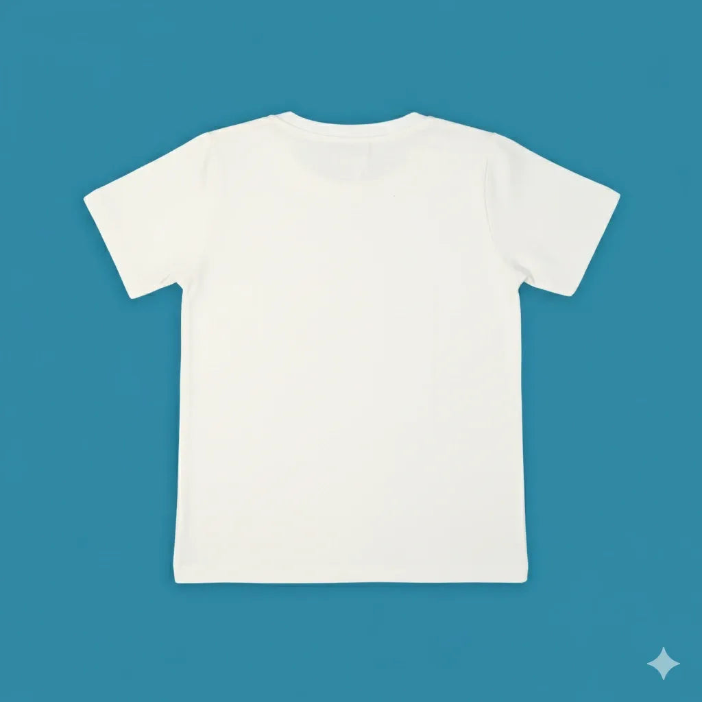 White t-shirt on a blue background