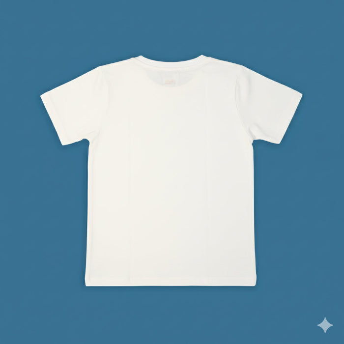 White t-shirt on a blue background