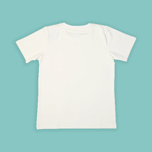 White t-shirt on a teal background