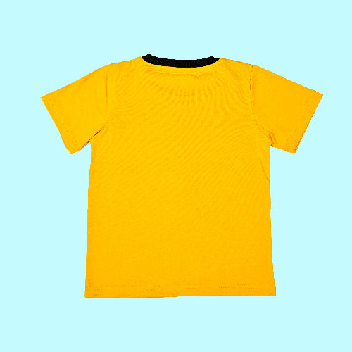 Yellow t-shirt on a light blue background