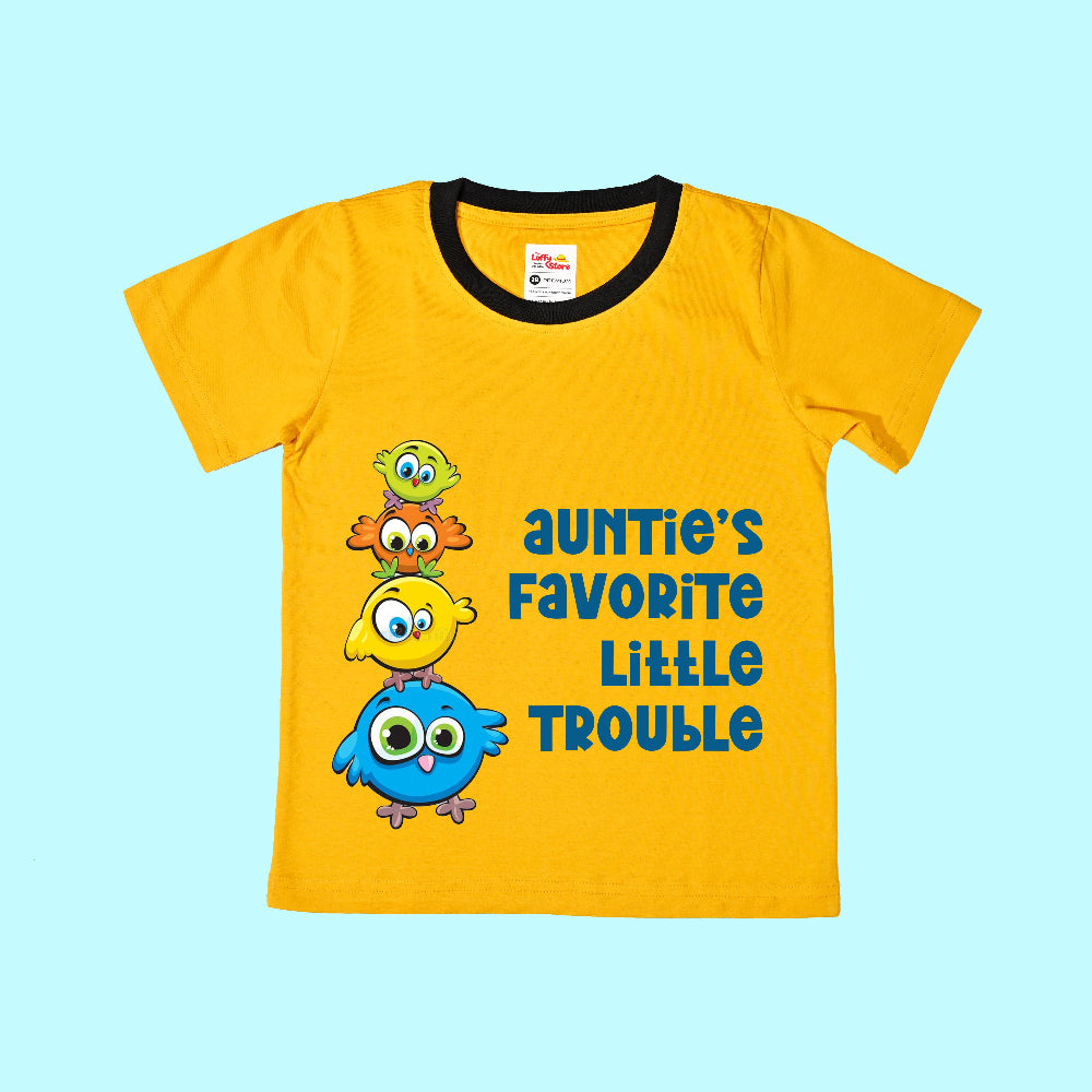 Auntie's Favorite Little Trouble - Kids | Toddler Soft Cotton T-shirt