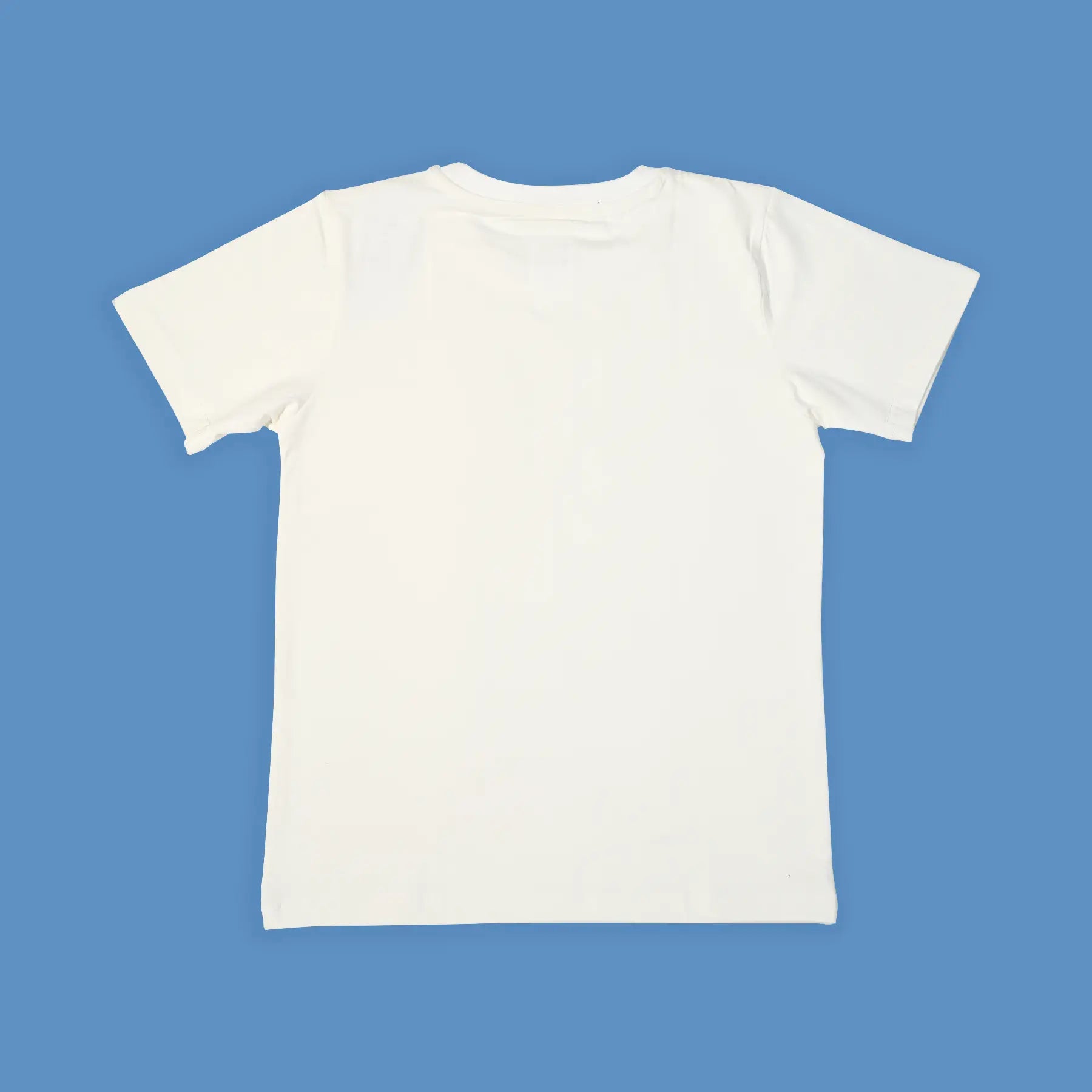 White t-shirt on a blue background