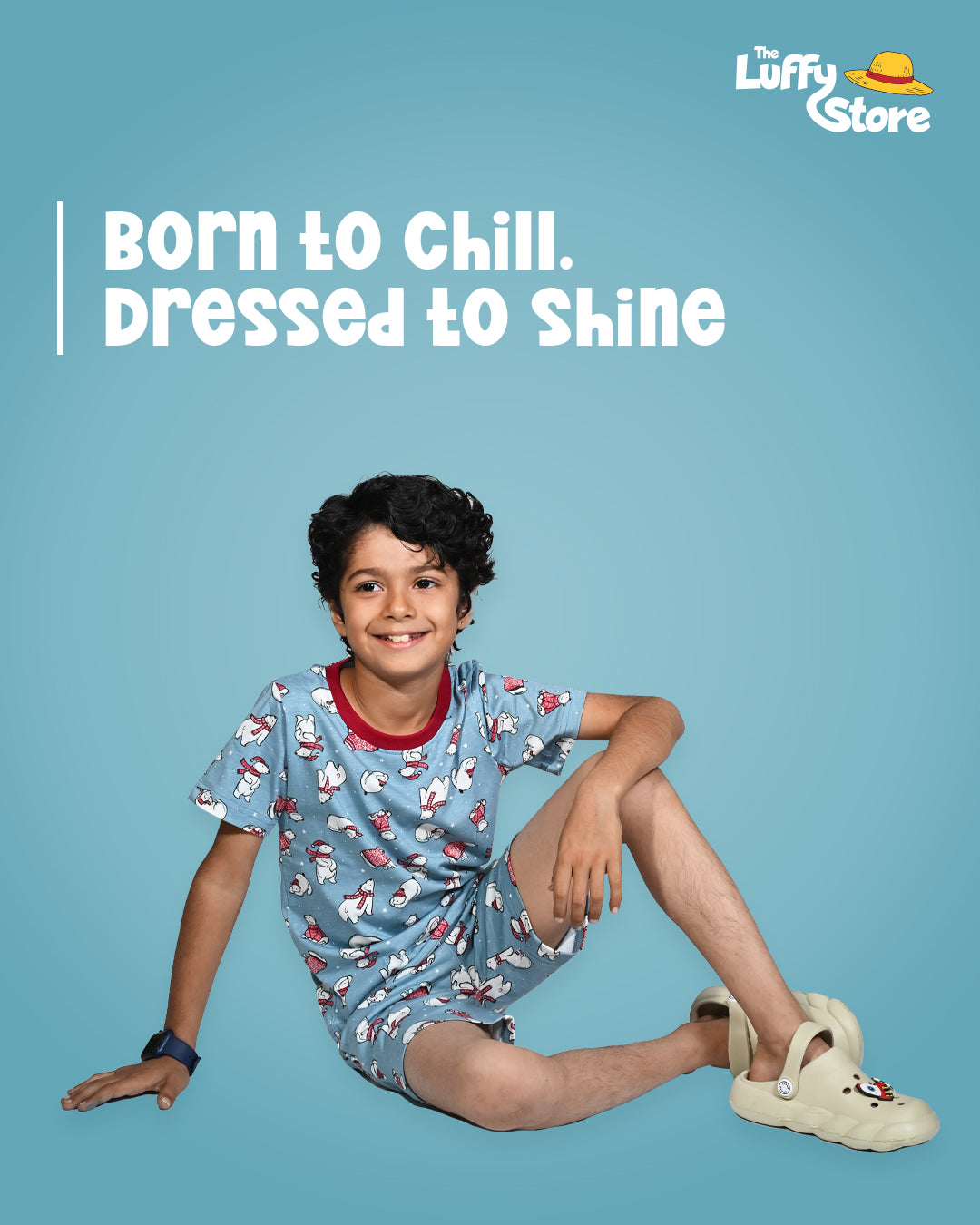 video of kids playing with wearing clothes of The Luffy Store