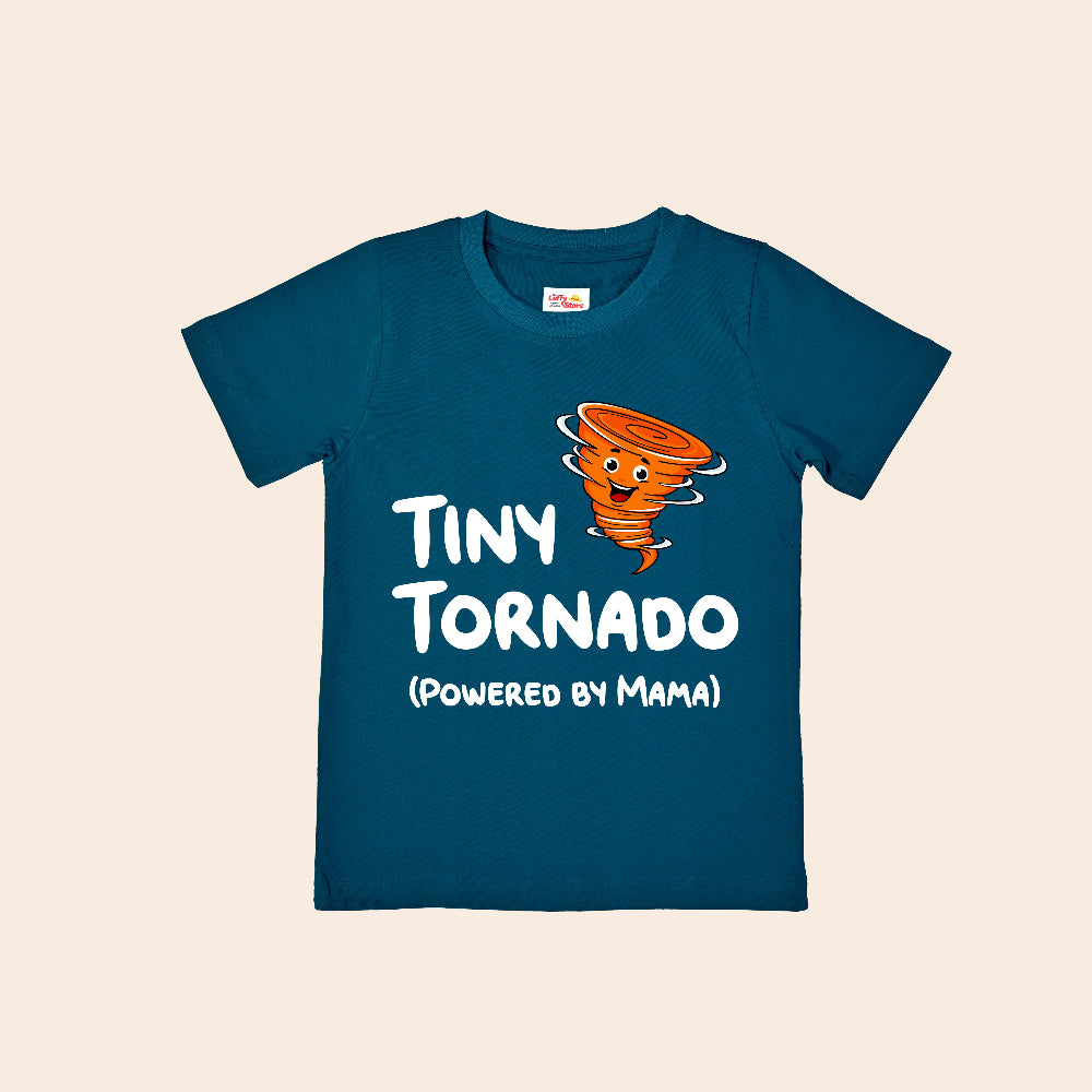 tiny tornado printed t shirt of blue color